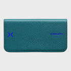 Teal flat glasses case with 'LENSRAPPA' branding on a white background