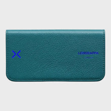 Teal flat glasses case with 'LENSRAPPA' branding on a white background